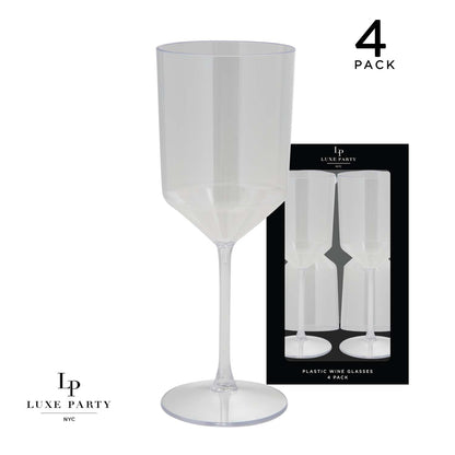 Upscale Round Clear Plastic Wine Cups | 4 Cups