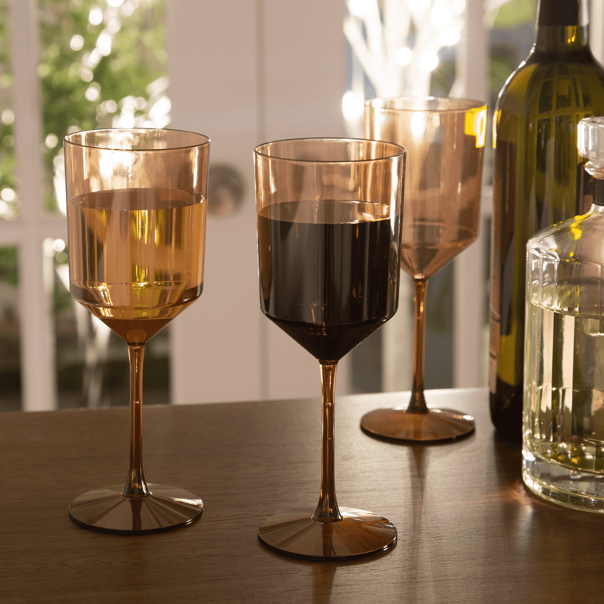 Upscale Round Transparent Rose Plastic Wine Cups | 4 Cups