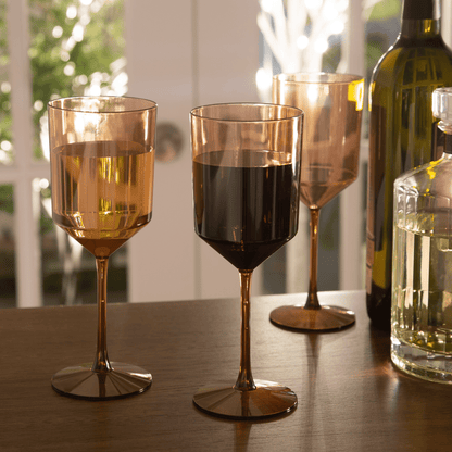 Upscale Round Transparent Rose Plastic Wine Cups | 4 Cups