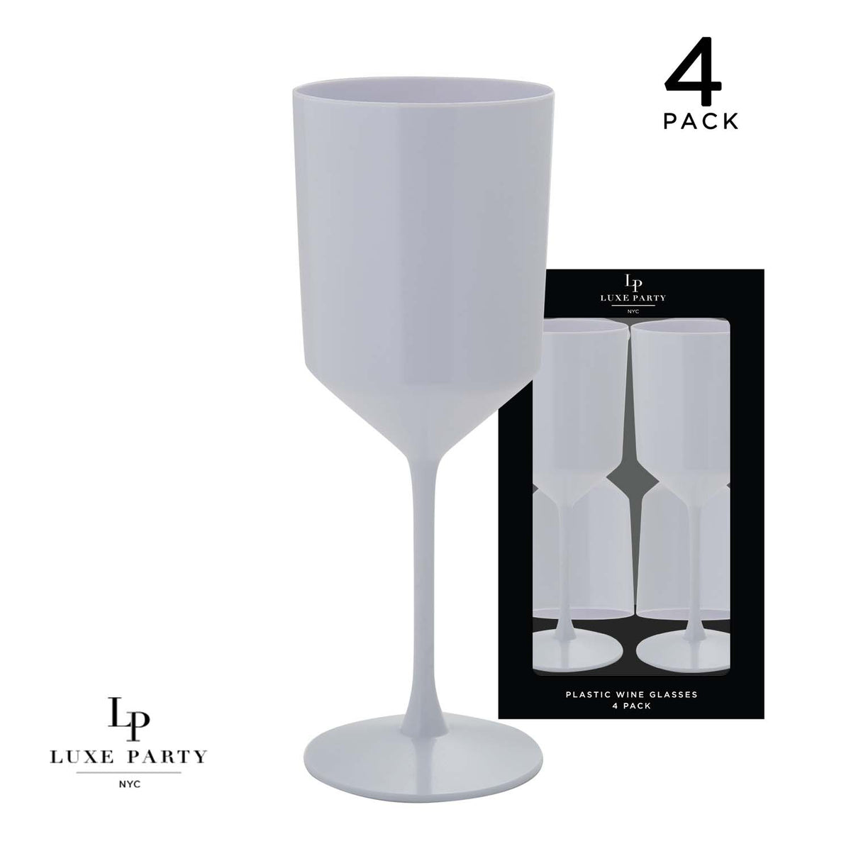 Upscale Round White Plastic Wine Cups | 4 Cups
