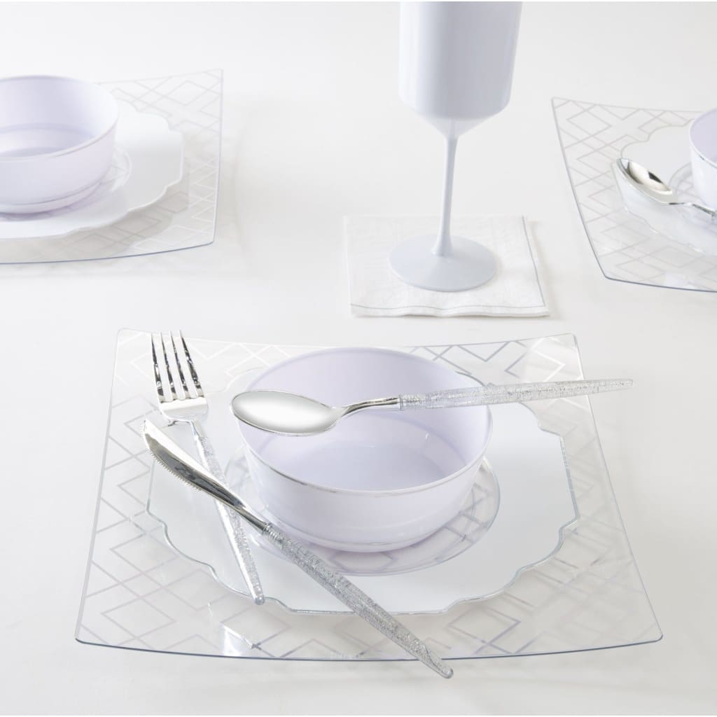 Upscale Round White Plastic Wine Cups | 4 Cups