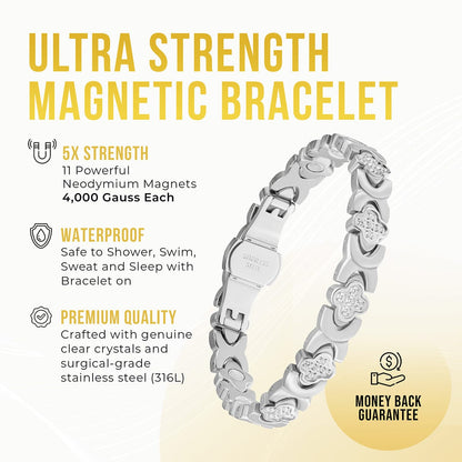 Clover Magnetic Bracelet for Women (Silver)