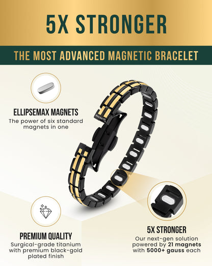 EllipseMAX Magnetic Bracelet for Women (Black & Gold)