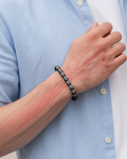 High Power Magnetic Hematite Bracelet Silver Titan