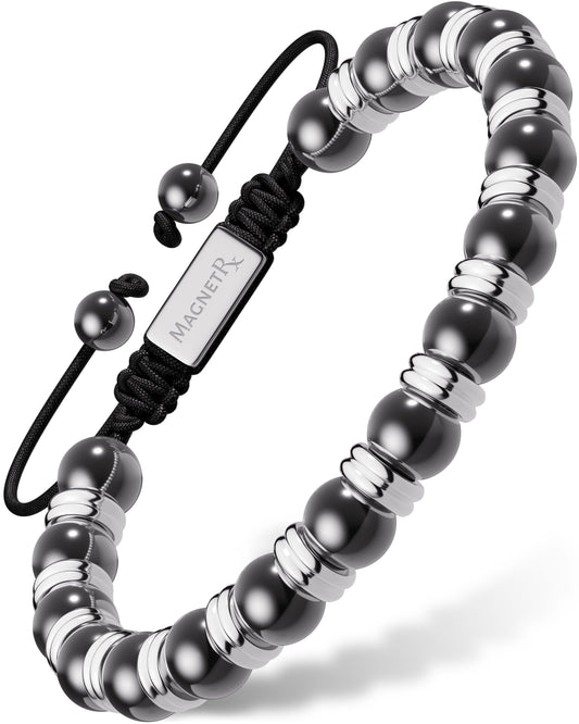 High Power Magnetic Hematite Bracelet Silver Titan
