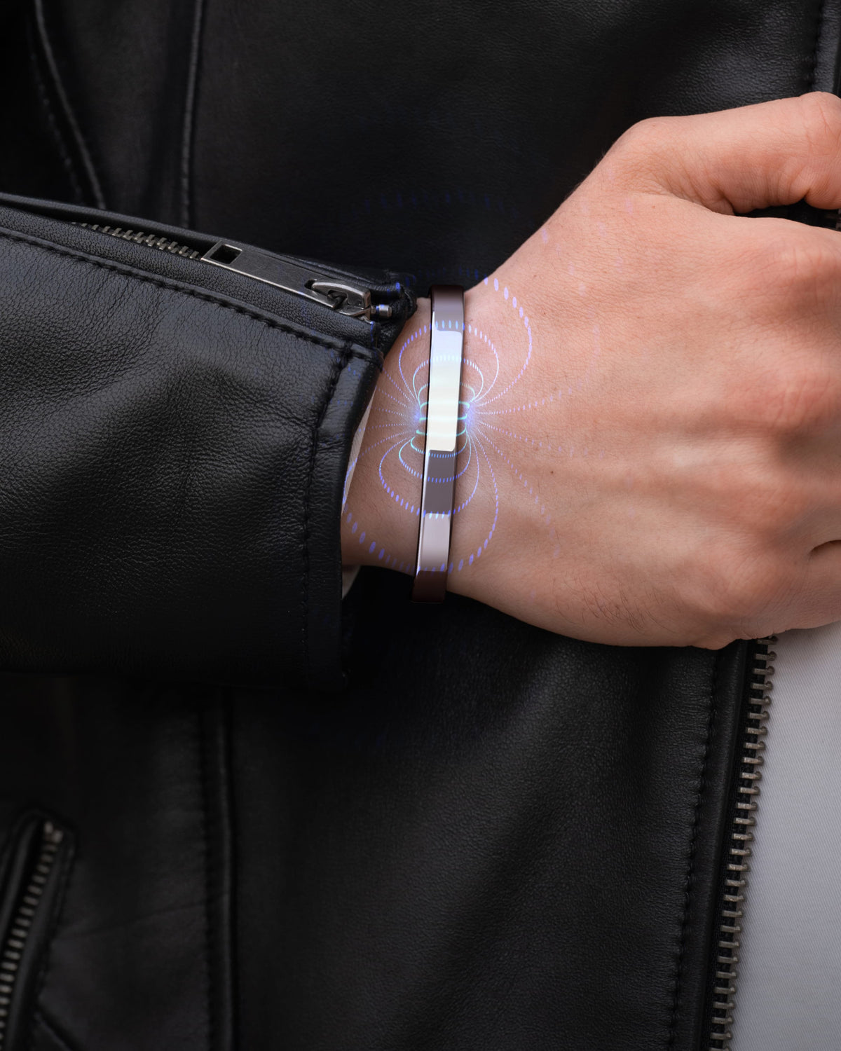 Men’s Magnetic Bracelet Cuff (Polished Silver)