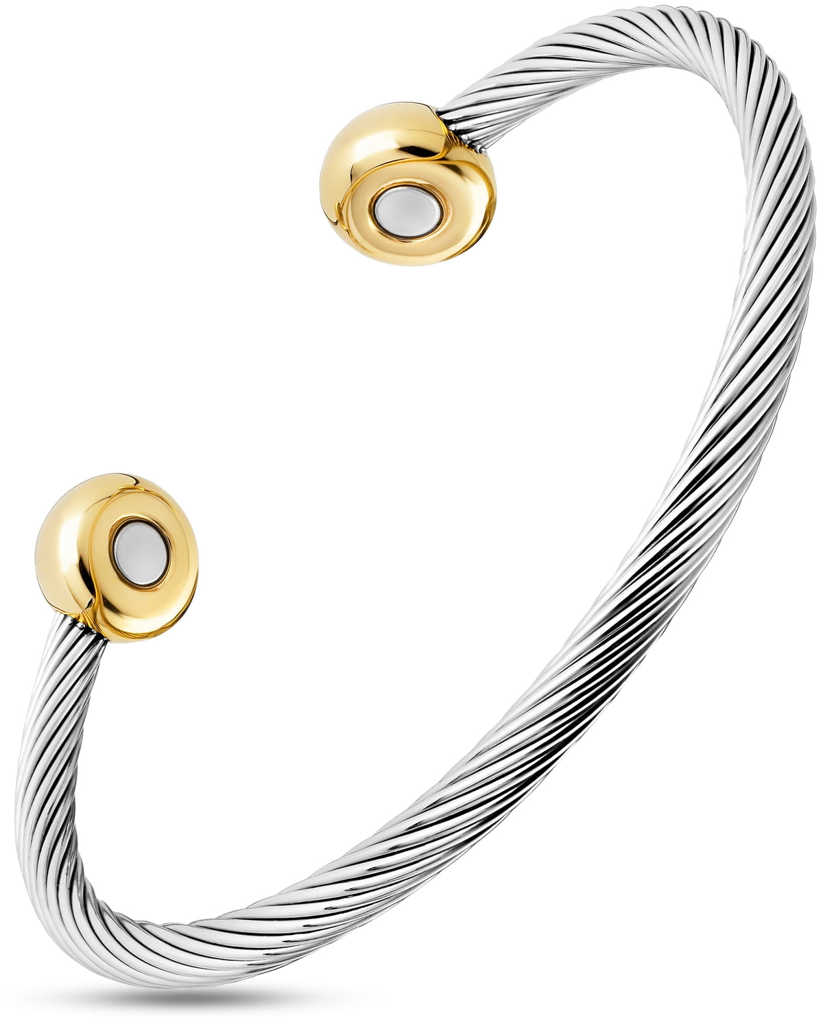 Twisted Cable Magnetic Bracelet Cuff (Silver & Gold)