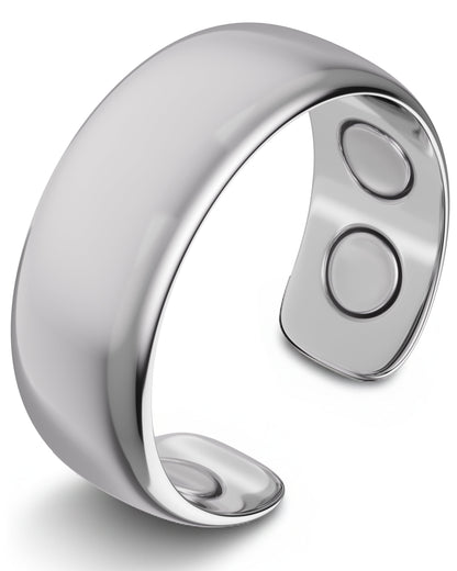 Magnetic Therapy Ring (Polished Silver)