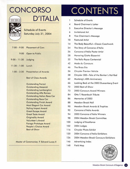 Meadow Brook Hall Concours d'Elegance 2004 Program