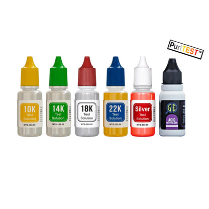 PURITEST 10K 14K 18K 24K ORO Y PLATA KIT DE PRUEBA DE ÁCIDO PARA JOYERÍA NEUTRALIZADOR