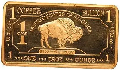 1 oz One Troy Ounce USA American Buffalo .999 Fine Copper Bar Ingot Cu Element