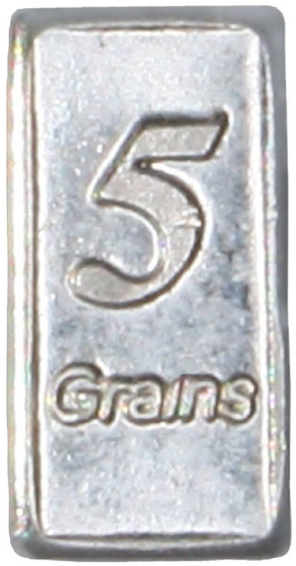 Juego de 5 barras de plata pura sólida – .999 fina, 5 granos cada una, más de 1 gramo en total