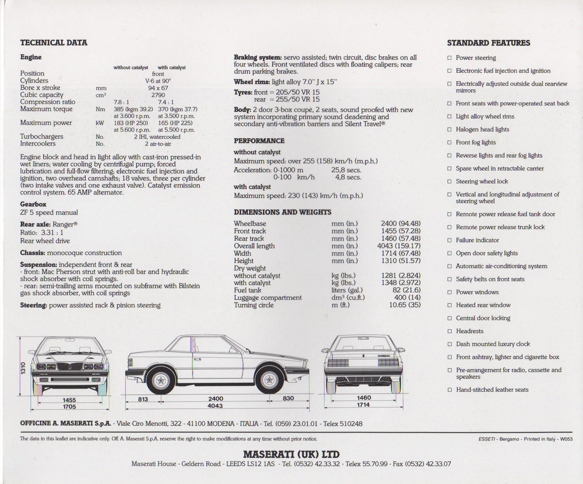 Maserati Karif Brochure (W053)