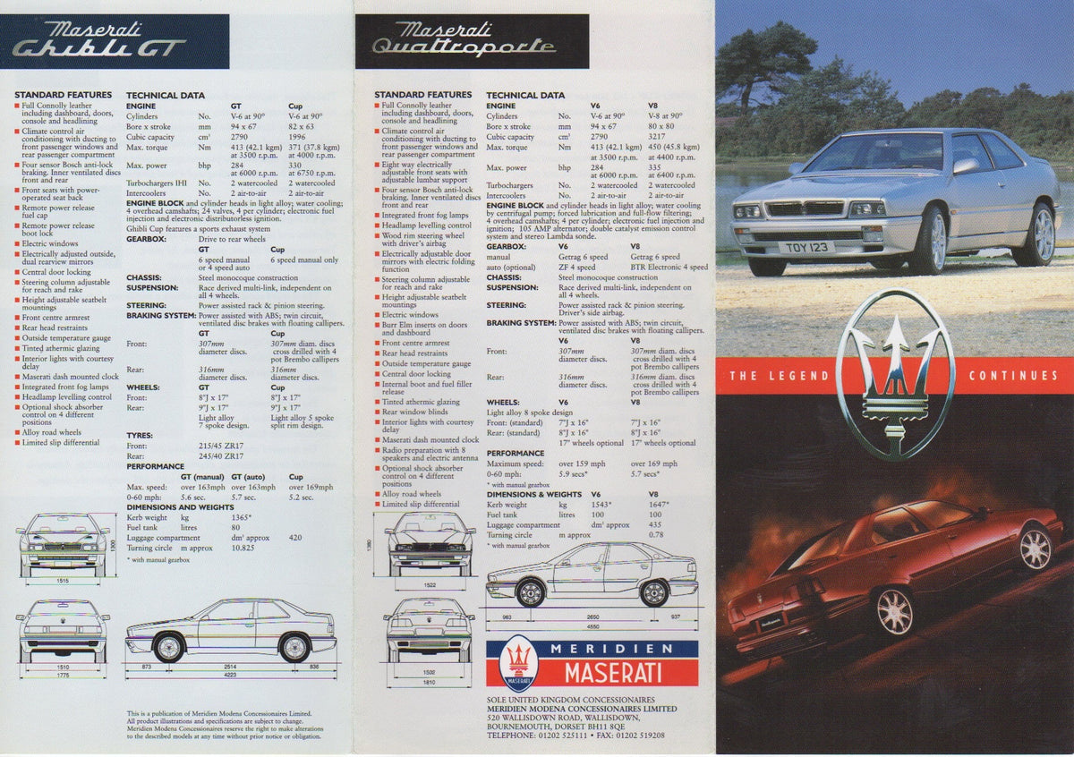 Maserati 1996-1997 U.K. Line-up Brochure