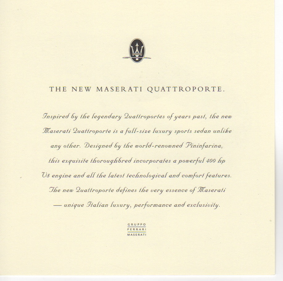 Maserati Quattroporte Presentation Card