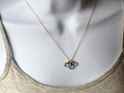 Moss Aquamarine Trio Necklace