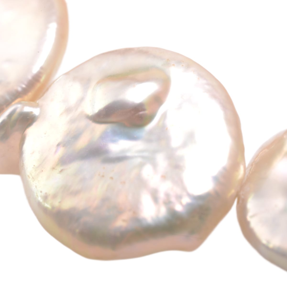 Freshwater White Button Pearl Strand 15.5in - 12 Lustrous Natural Pearls