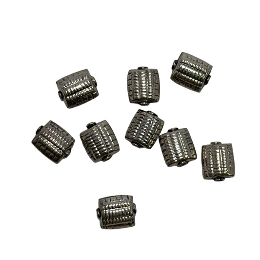 Sterling Silver Textured Rectangle Beads 10mm x 8mm - Individual Sale