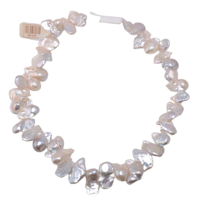 White Baroque Freshwater Pearl Strand 15.5in - Lustrous Irregular Natural Pearls