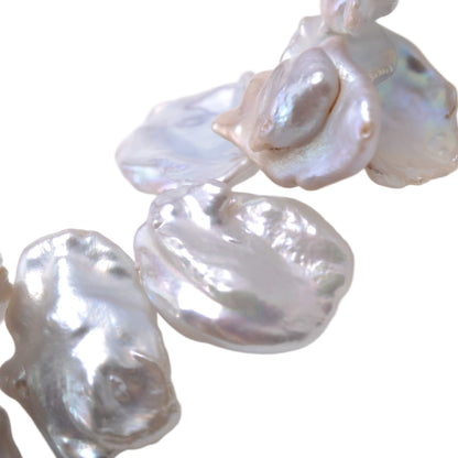 White Freshwater Baroque Pearl Strand 16in - Natural Irregular Shape Pearls