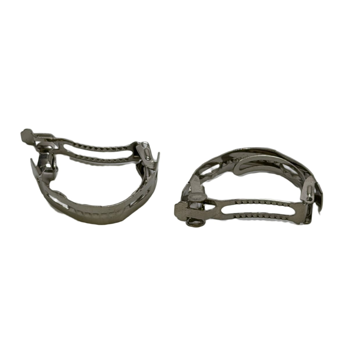 French Hair Barrette Metal Clips - 46mm Silver Tone Findings