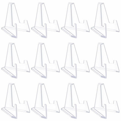 Mini Acrylic Easel Stand – 12 Pack (2.68in, Clear)