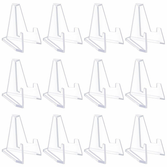 Mini Acryl Staffelei Ständer – 12 Stück (6,8 cm, transparent)
