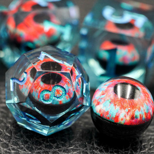 Juego de dados poliédricos Maywin Dungeons & Dragons de ojo de dragón con núcleo líquido