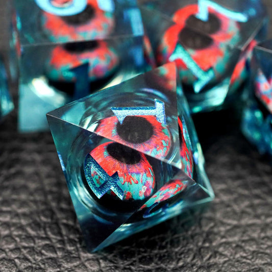 Juego de dados poliédricos Maywin Dungeons & Dragons de ojo de dragón con núcleo líquido