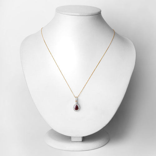 1.01 Carat Genuine Ruby and White Diamond 14K Yellow Gold Pendant