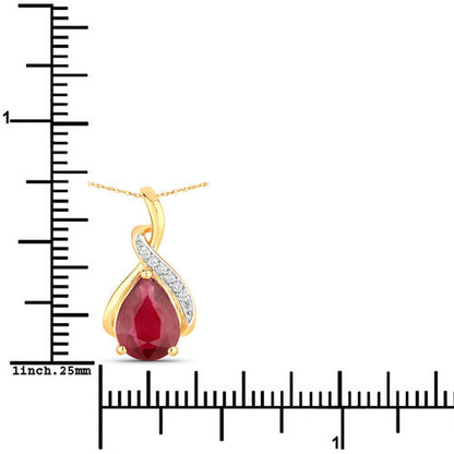 1.98 Carat Genuine Ruby and White Diamond 14K Yellow Gold Pendant
