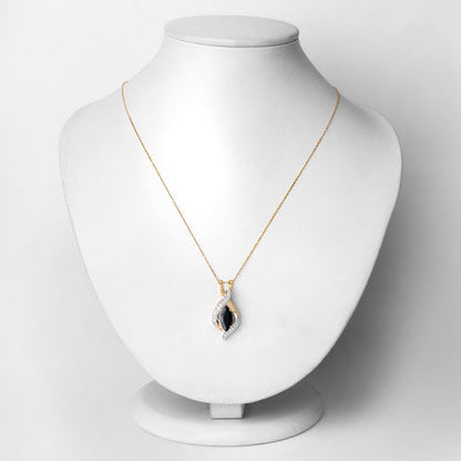2.27 Carat Genuine Blue Sapphire and White Diamond 14K Yellow Gold Pendant