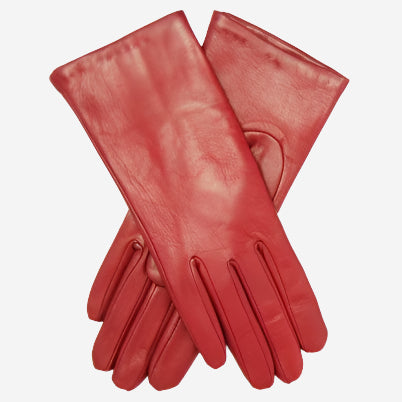 Isabella (deep red) - Italian lambskin leather gloves with cashmere lining — photo 1 of 7