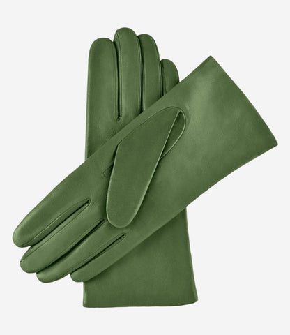 Isabella (green) - Italian lambskin leather gloves with cashmere lining — photo 2 of 8