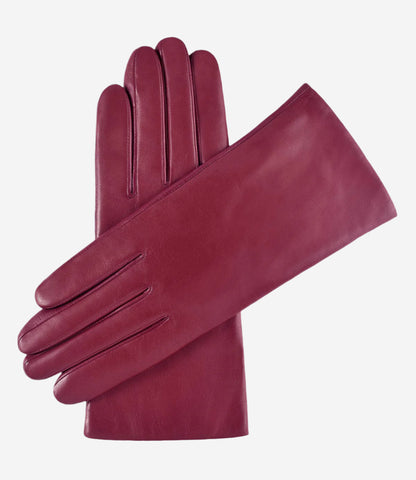 Isabella (magenta) - Italian lambskin leather gloves with cashmere lining — photo 1 of 8