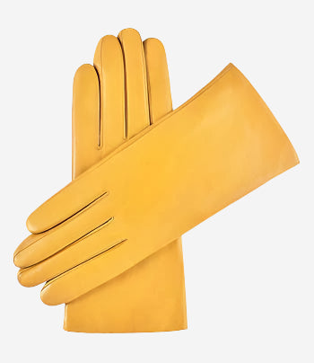 Isabella (yellow) - Italian lambskin leather gloves with cashmere lining — photo 1 of 10