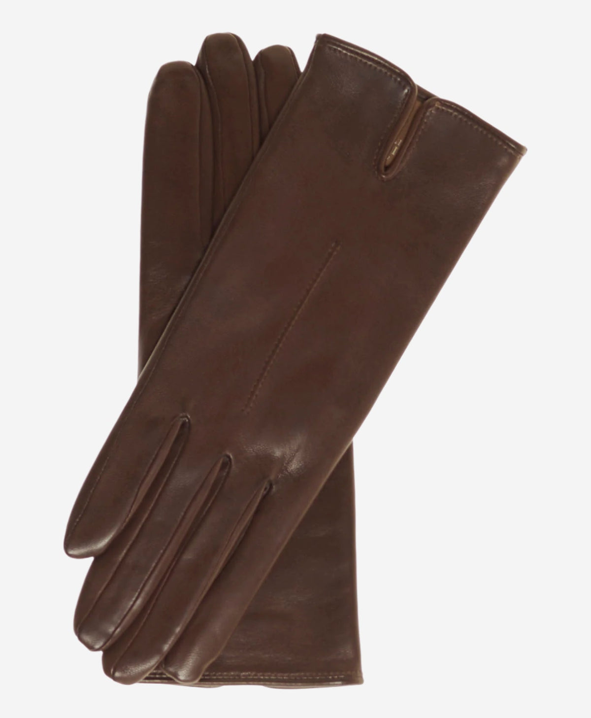 Margherita (brown) - Italian lambskin leather gloves with cashmere lining — photo 1 of 8