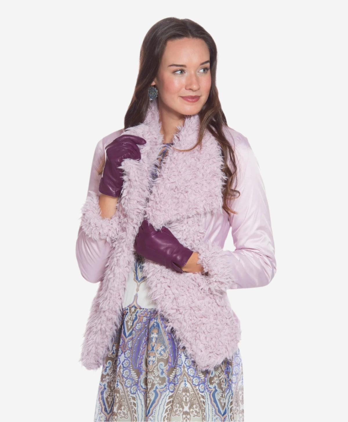 Margherita (eggplant) - Italian lambskin leather gloves with cashmere lining — photo 3 of 10