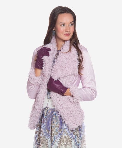 Margherita (eggplant) - Italian lambskin leather gloves with cashmere lining — photo 3 of 10