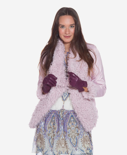 Margherita (eggplant) - Italian lambskin leather gloves with cashmere lining — photo 6 of 10