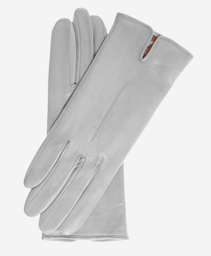 Margherita (grey) - Italian lambskin leather gloves with cashmere lining — photo 1 of 8