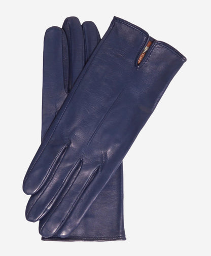 Margherita (navy) - Italian lambskin leather gloves with cashmere lining — photo 1 of 8