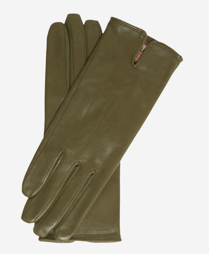 Margherita (olive) - Italian lambskin leather gloves with cashmere lining — photo 1 of 8