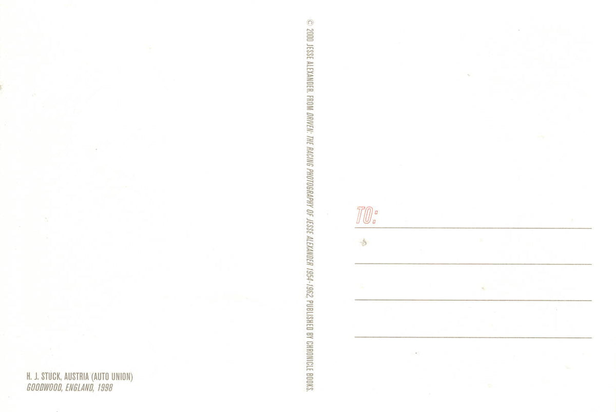 Hans Stuck On Auto Union, Goodwood 1998 - Jesse Alexander Postcard