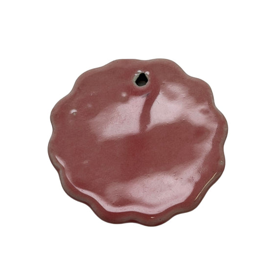 Ceramic Pink Glazed Floral Pendant 45mm - Statement Focal Bead
