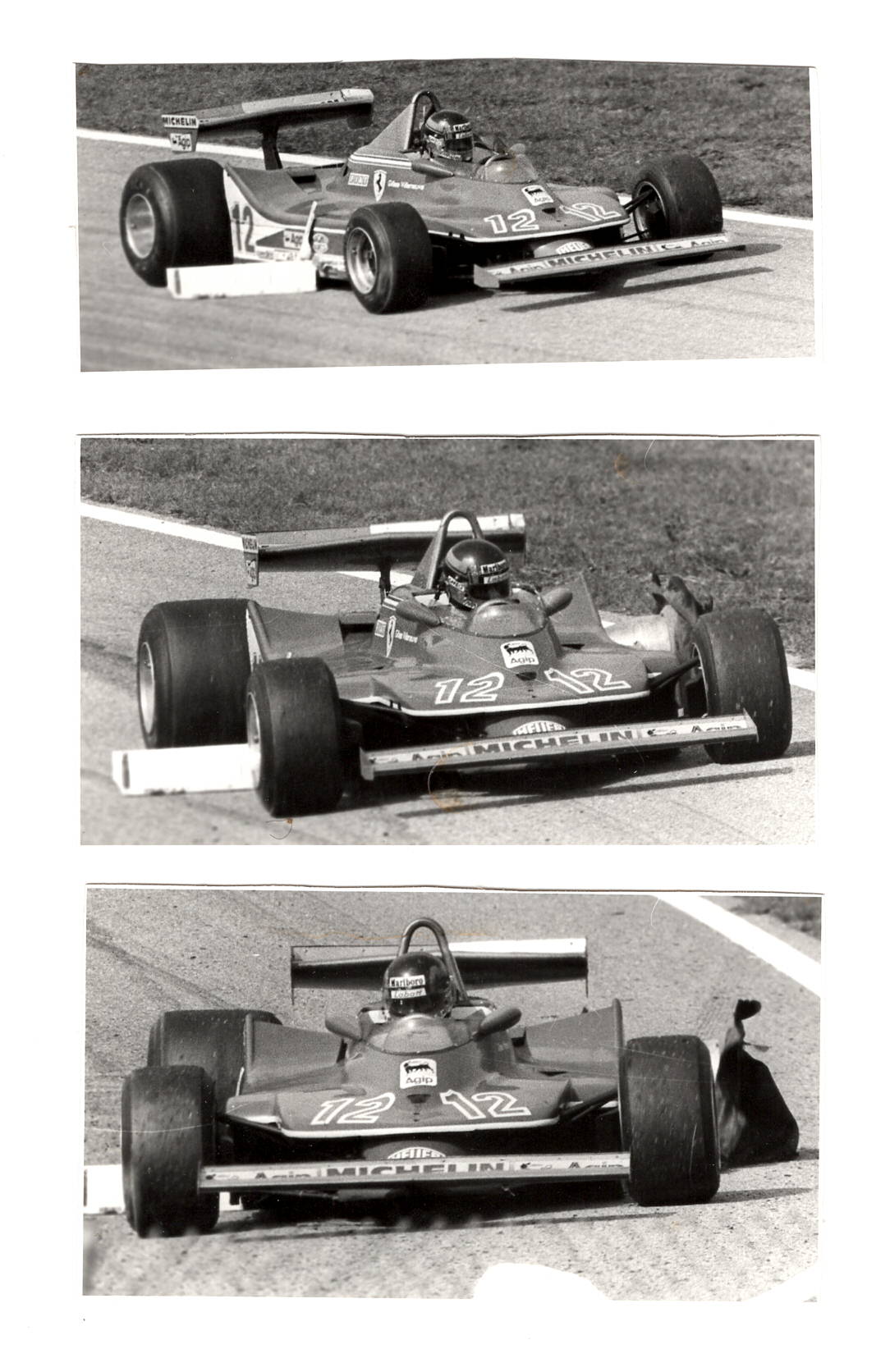 Gilles Villeneuve on Ferrari 312 T4  - 3 Photo Set