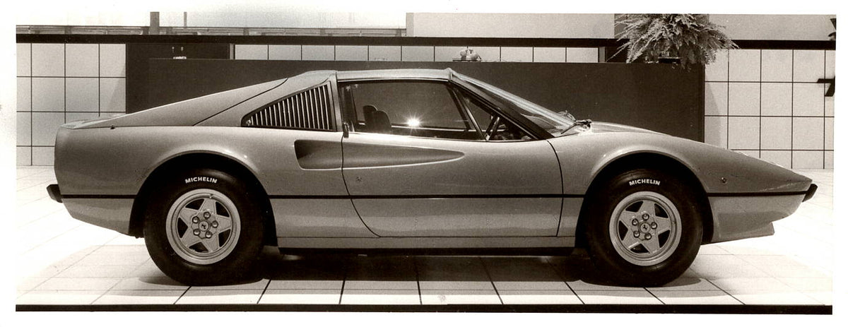 Ferrari 328 GTB Dealership B&W Photo