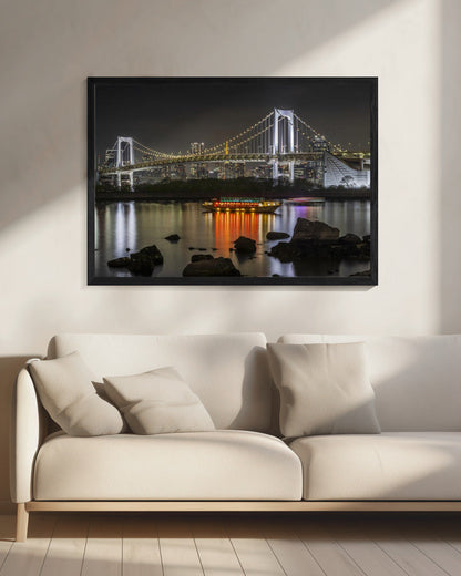 Wall art Charming Rainbow Bridge With Tokyo Skyline in the Evening - Panorama
