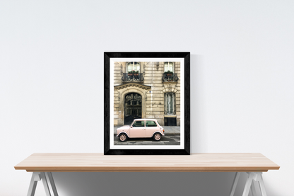 Pink Car on The Streets of Paris