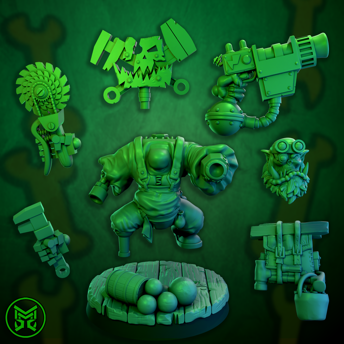 Mecánicos Orkos Piratas Impresos en 3D por Mekka Miniatures